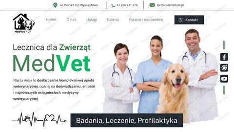 strona internetowa dla lecznicy dla zwierzat